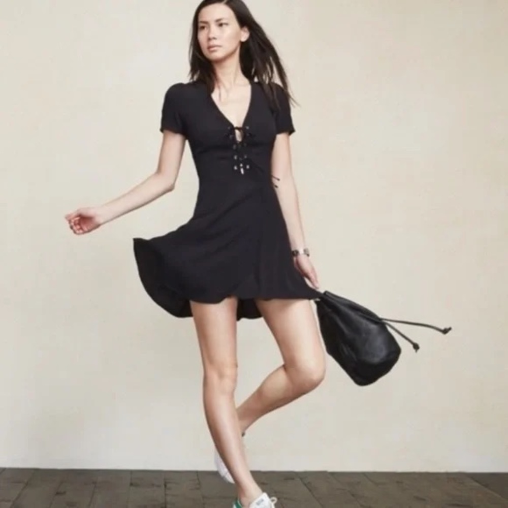 Black Reformation tie up dress